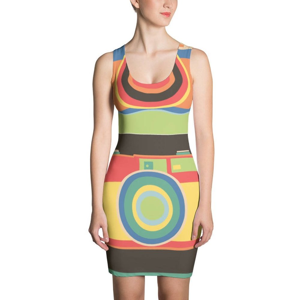 Andy Warhol Inspired Retro Camera Bodycon Dress